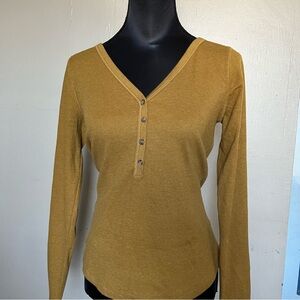 Old Navy mustard yellow slim fit henleny long sleeve